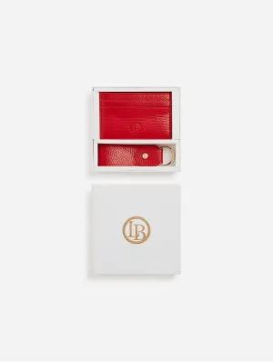 Juniper Vegan Leather Card Holder & Key Chain Gift Box | Red