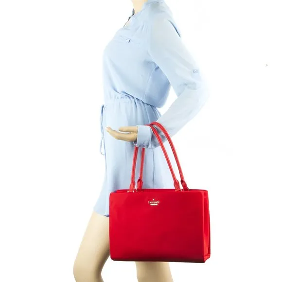 KATE SPADE PHOEBE RED NYLON TOTE BAG