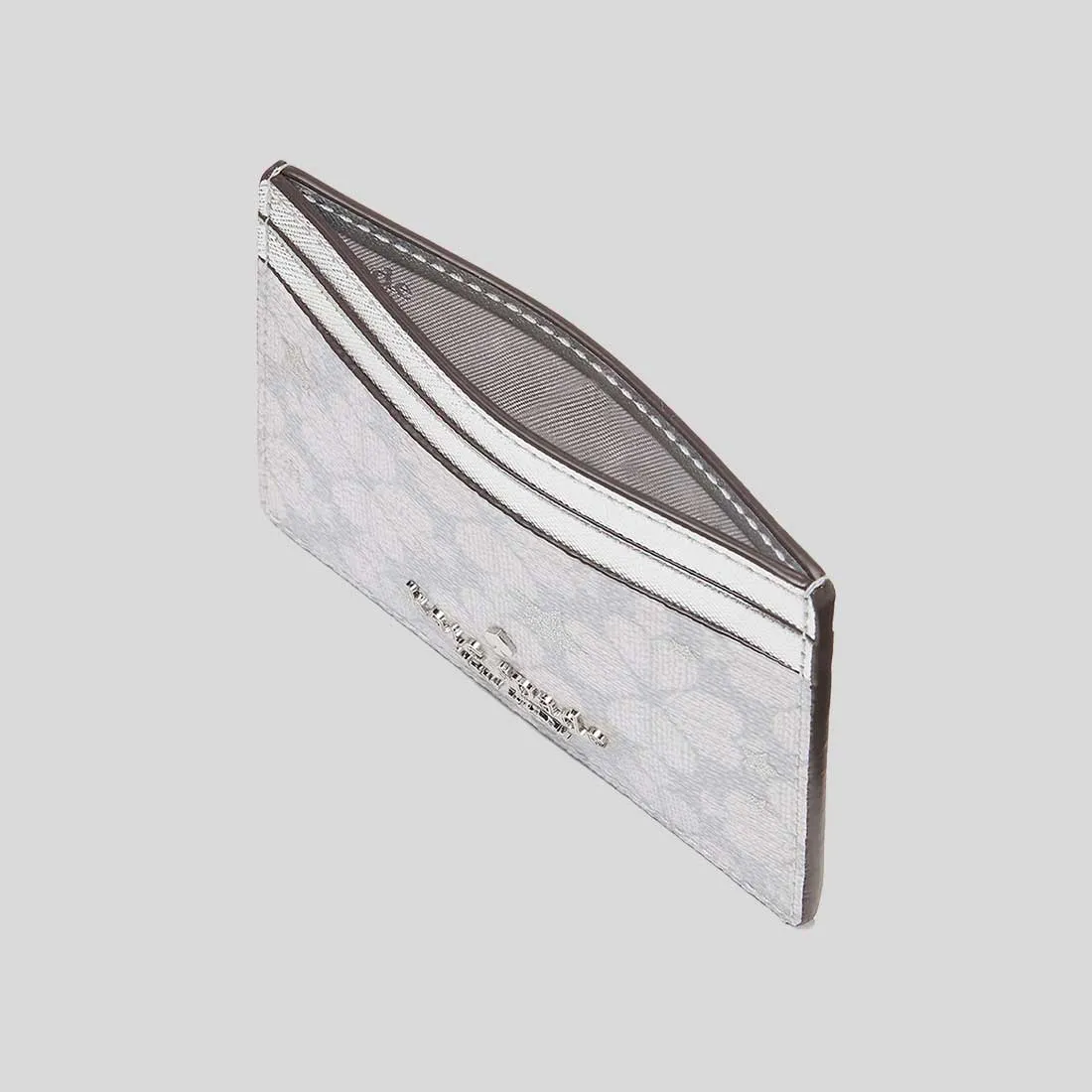 KATE SPADE Spade Flower Star Toss Small Slim Card Holder Platinum Grey Multi RB-KJ953