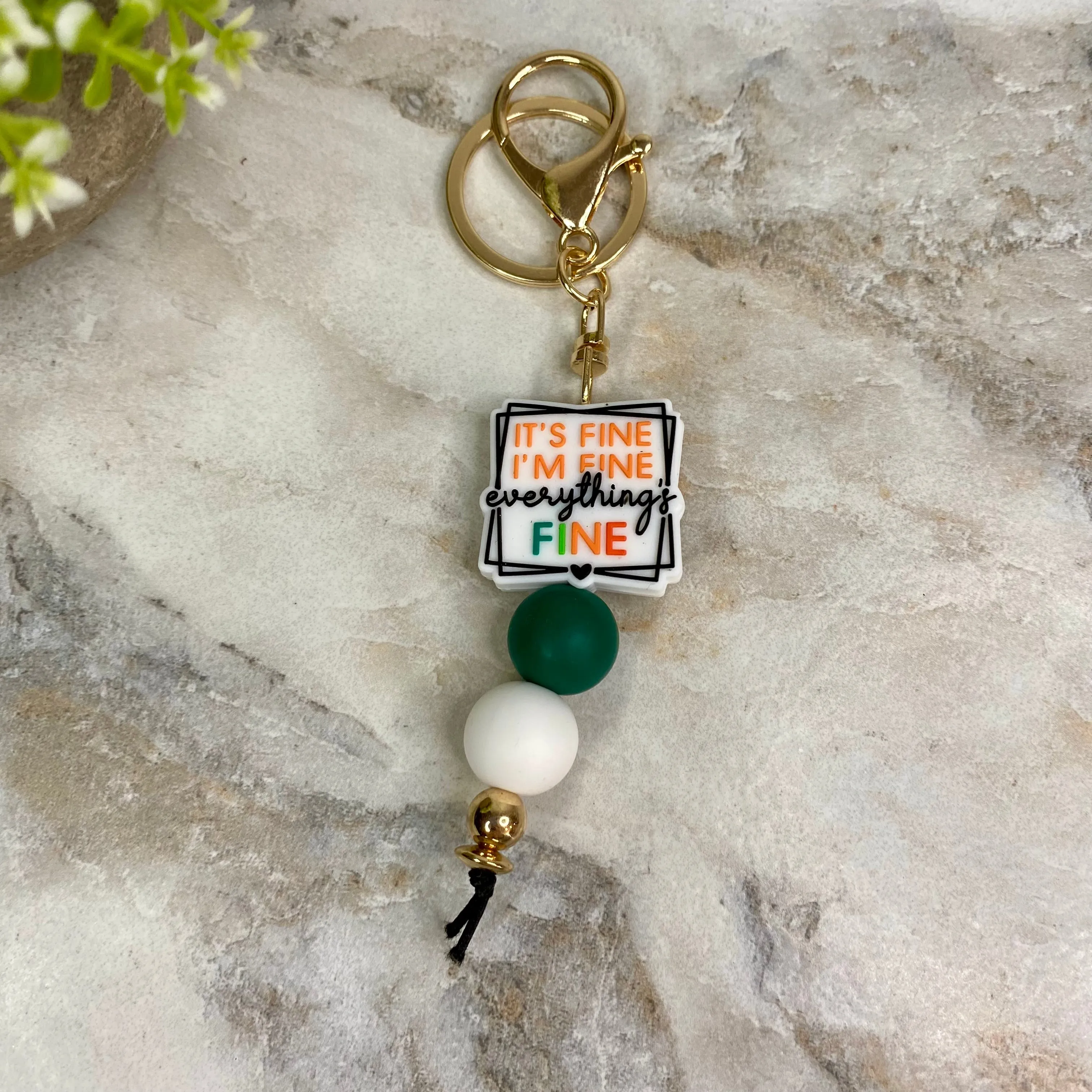 Keychain - Silicone Bead - Everything’s Fine