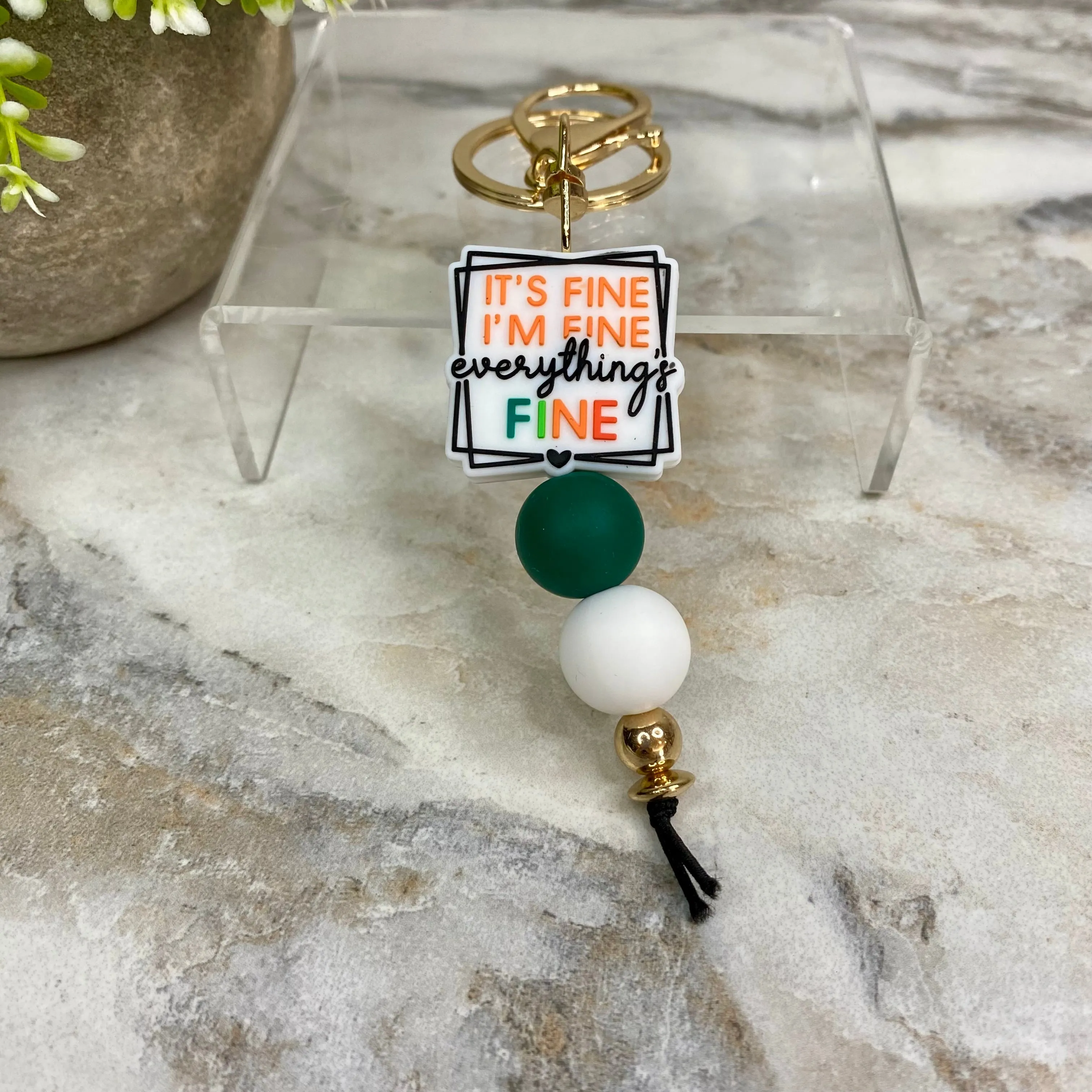 Keychain - Silicone Bead - Everything’s Fine