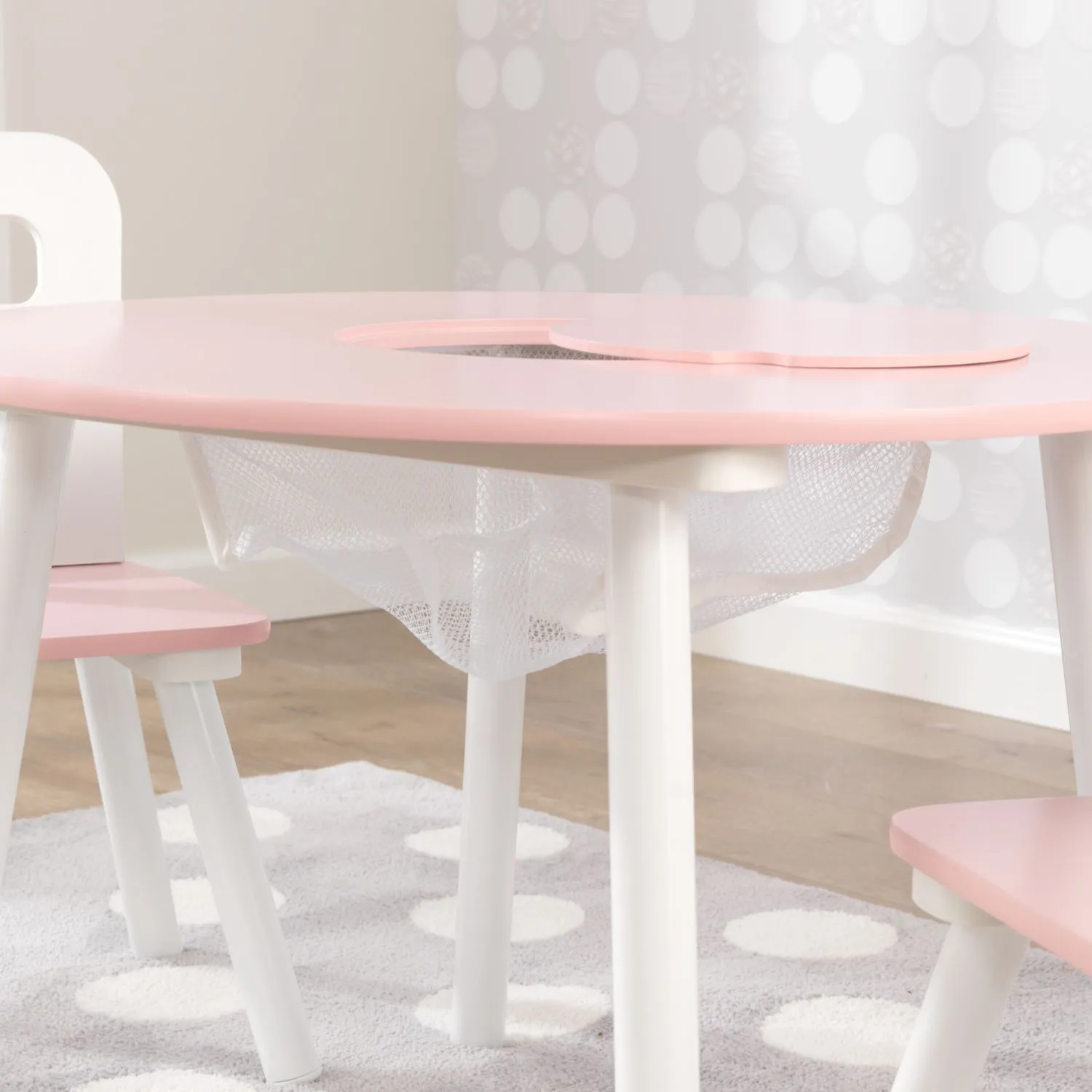 KidKraft Round Storage Table & 2 Chair Set - Pink & White