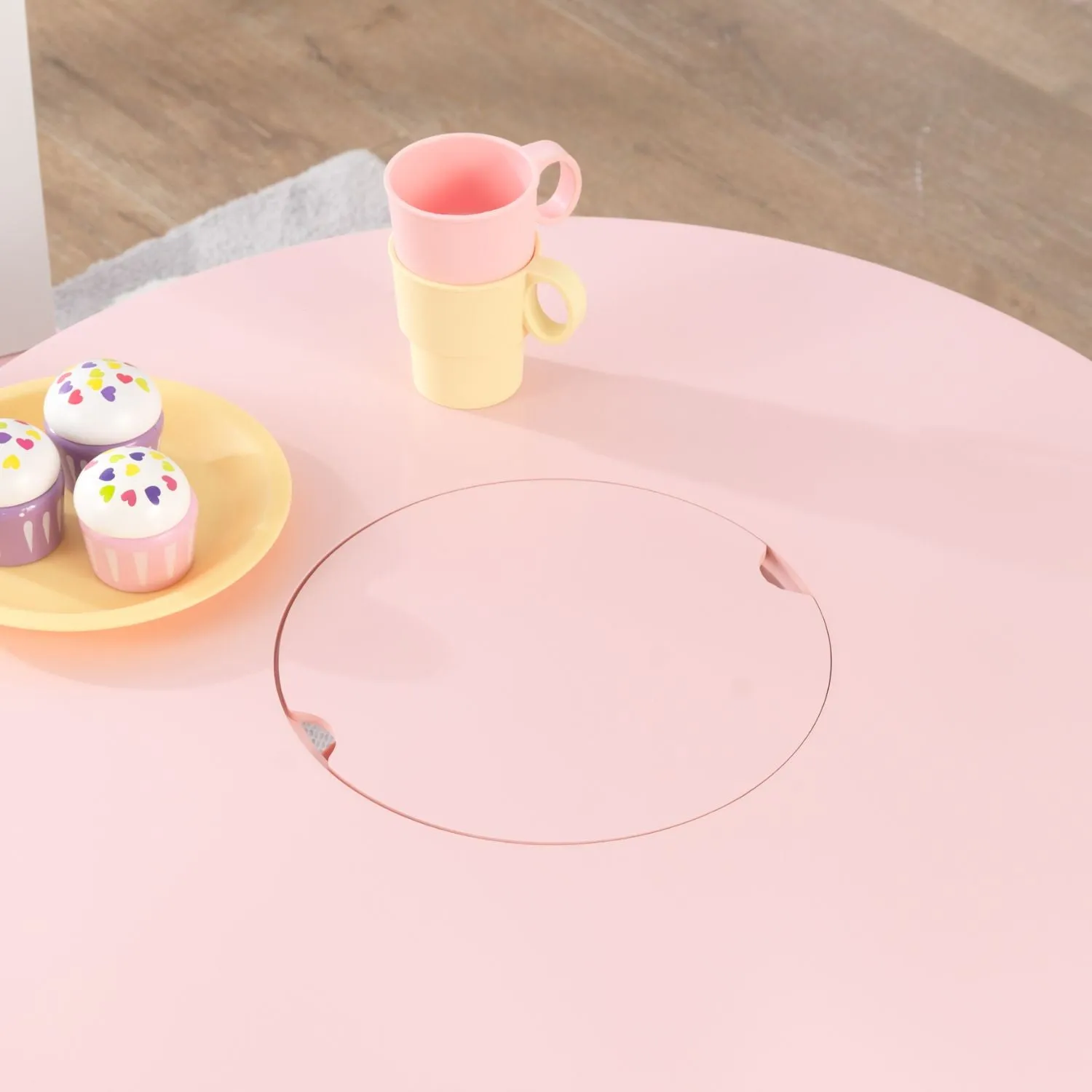 KidKraft Round Storage Table & 2 Chair Set - Pink & White