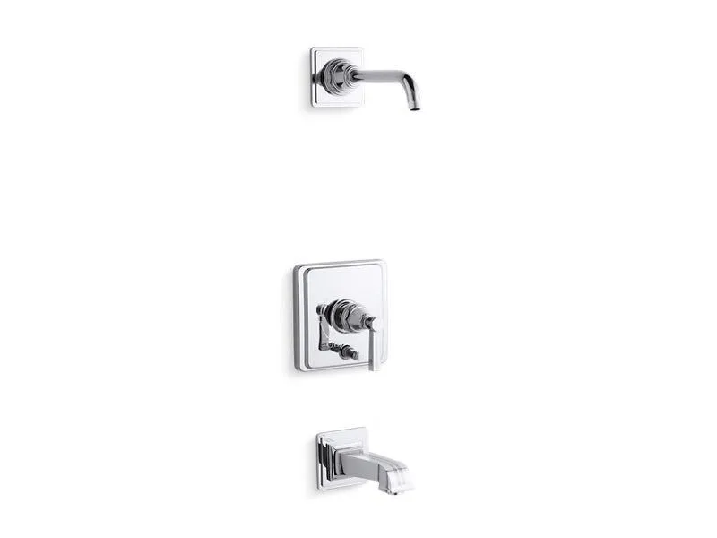 KOHLER K-T13133-4BL Pinstripe Rite-Temp(R) bath and shower trim set with push-button diverter and lever handle, less showerhead