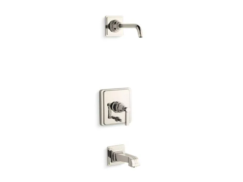 KOHLER K-T13133-4BL Pinstripe Rite-Temp(R) bath and shower trim set with push-button diverter and lever handle, less showerhead