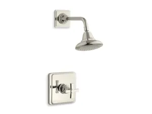 KOHLER K-TS13134-3A Pinstripe Pure Rite-Temp shower valve trim with cross handle and 2.5 gpm showerhead