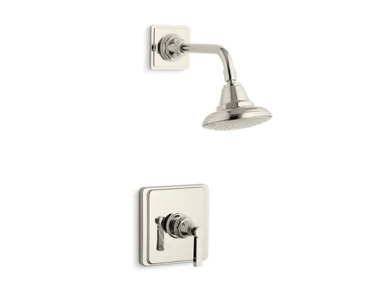 KOHLER K-TS13134-4B Pinstripe Rite-Temp(R) shower valve trim with lever handle and 2.5 gpm showerhead