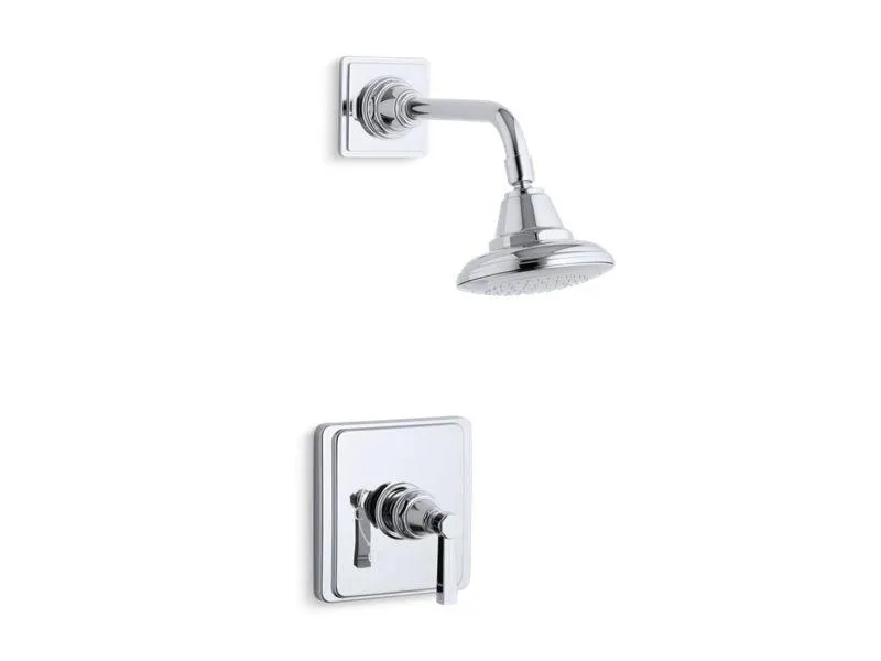 KOHLER K-TS13134-4B Pinstripe Rite-Temp(R) shower valve trim with lever handle and 2.5 gpm showerhead