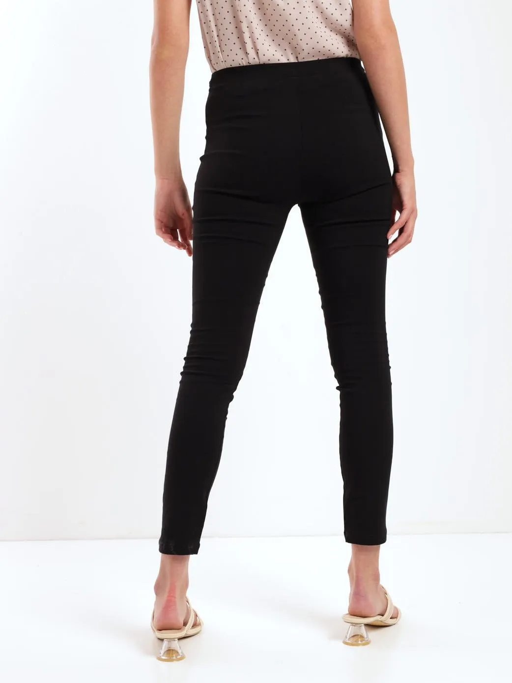 Ladies Metal Trim Skinny Pant - Black