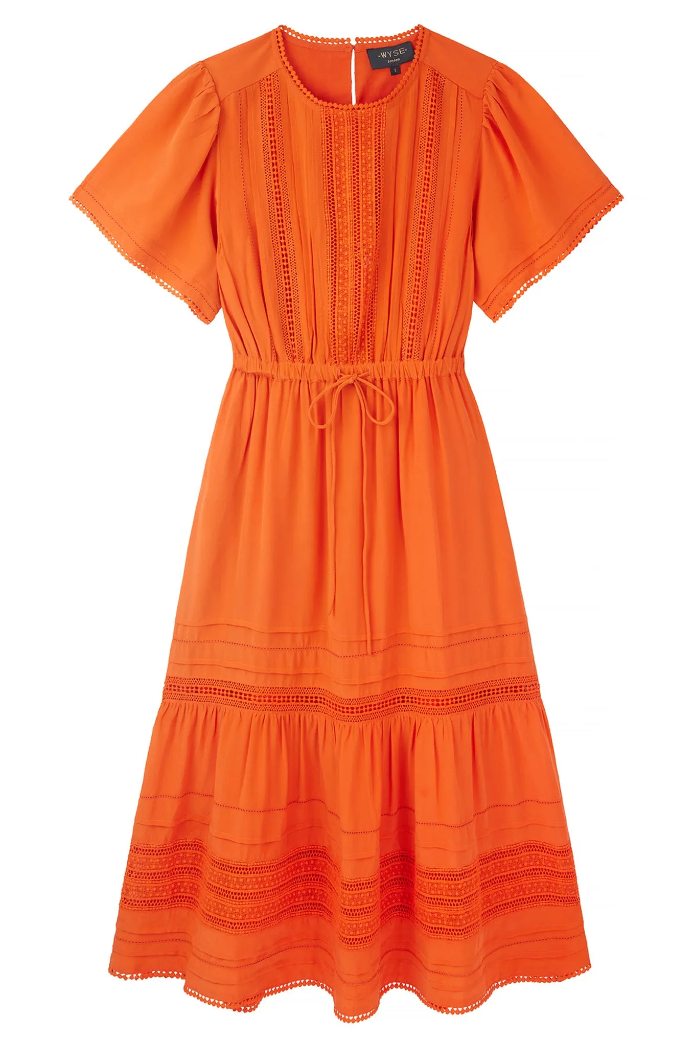 Layna Lace Trim Silk Dress - Orange