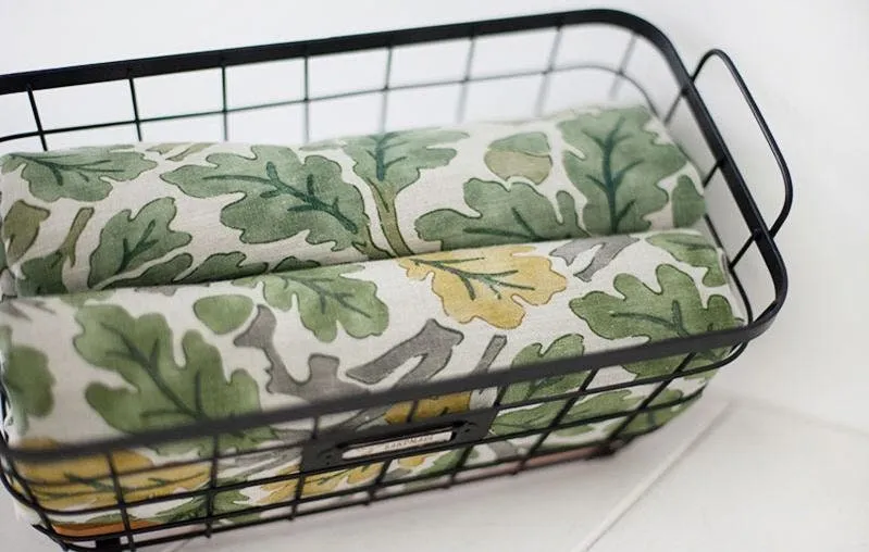 Leaf Linen Blend Fabric, Cotton Linen, Washing Linen, Korean Fabric, Leaves Fabric, Green Leaf Linen, 2 Colors - By the Yard 26099-1