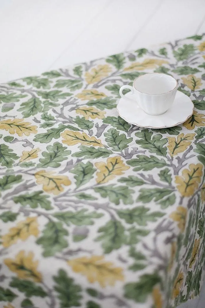 Leaf Linen Blend Fabric, Cotton Linen, Washing Linen, Korean Fabric, Leaves Fabric, Green Leaf Linen, 2 Colors - By the Yard 26099-1