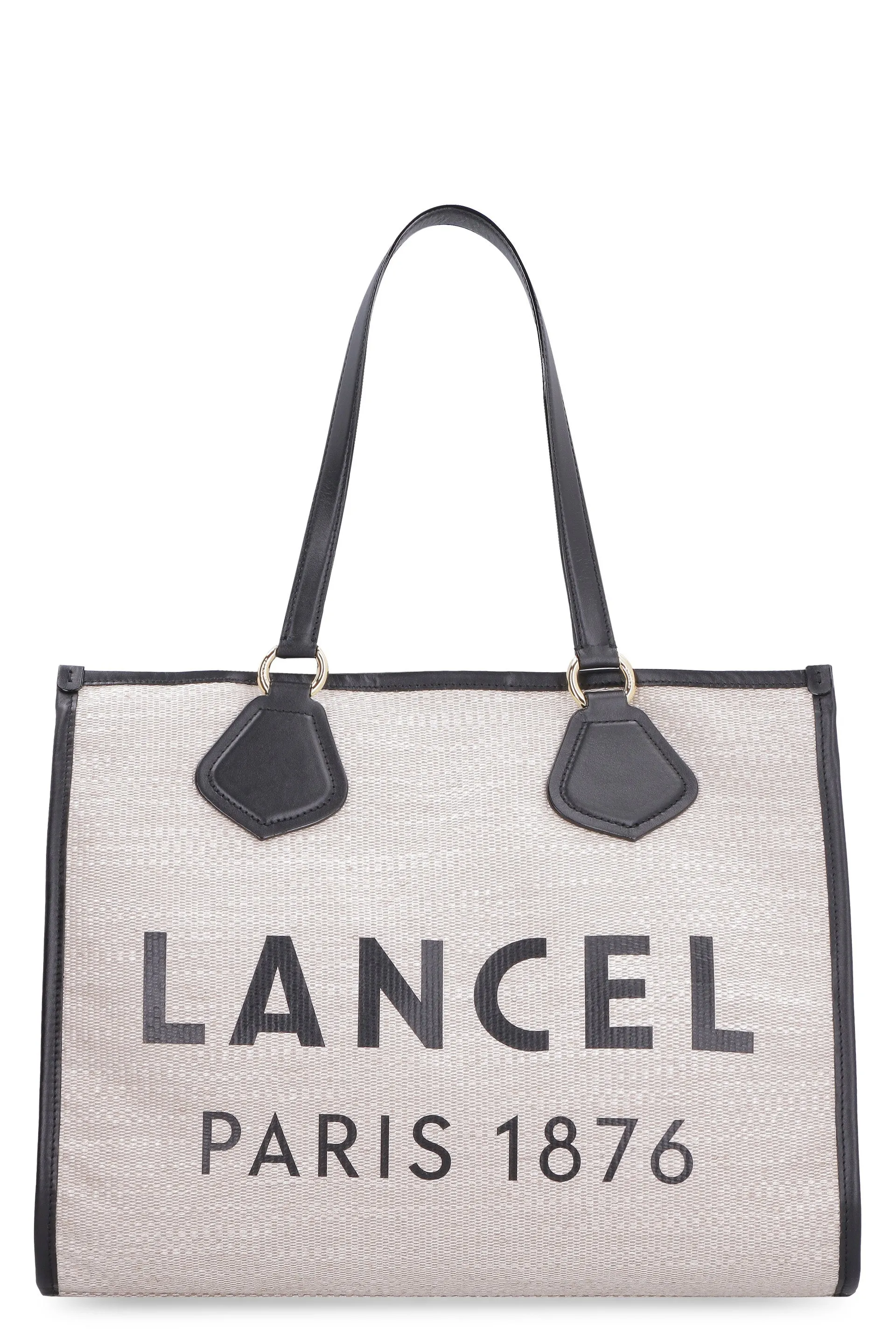 Leather and jute tote bag