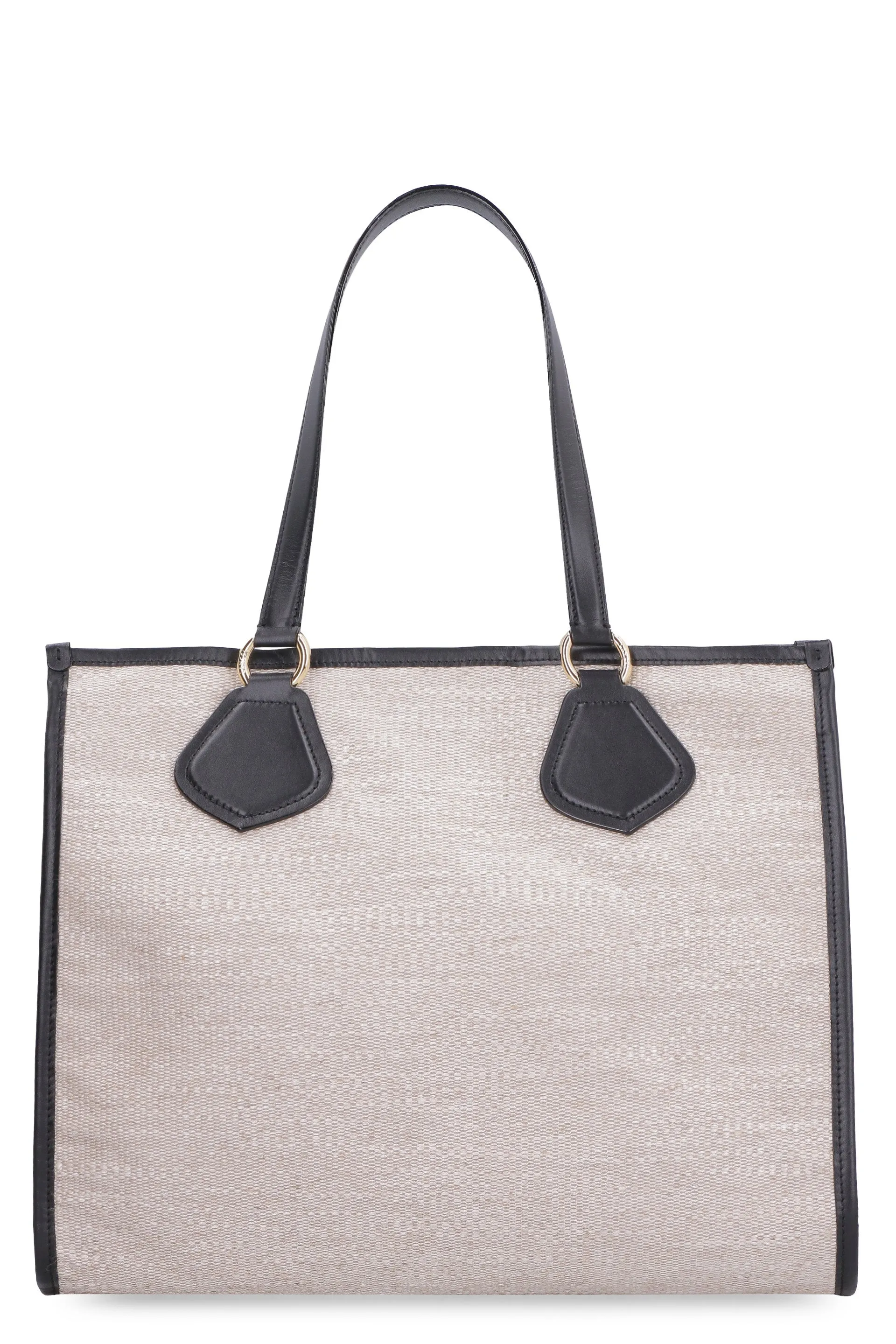 Leather and jute tote bag