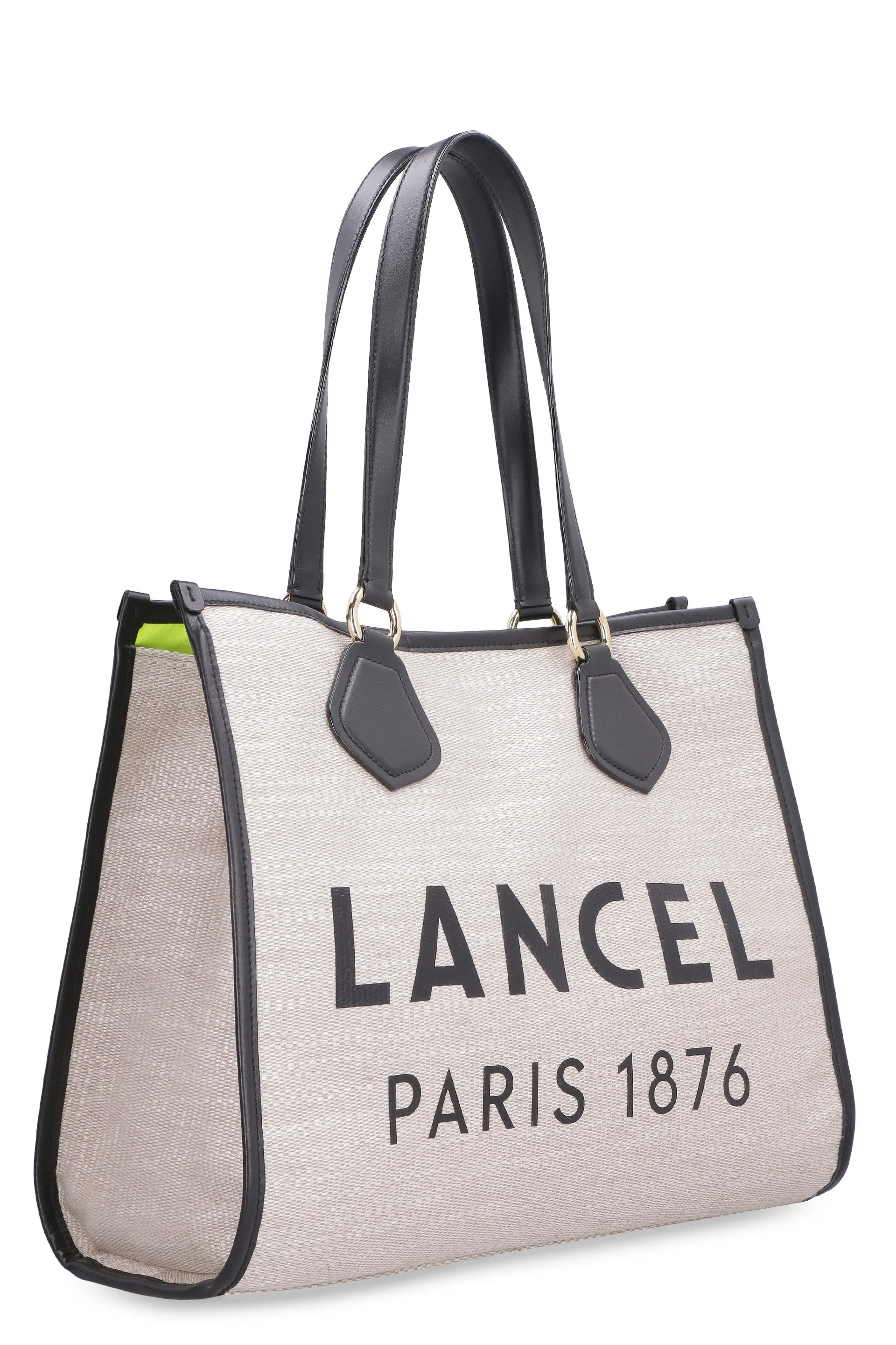 Leather and jute tote bag