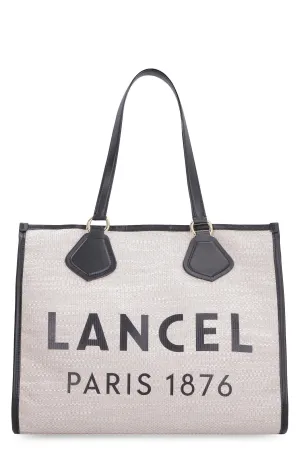 Leather and jute tote bag