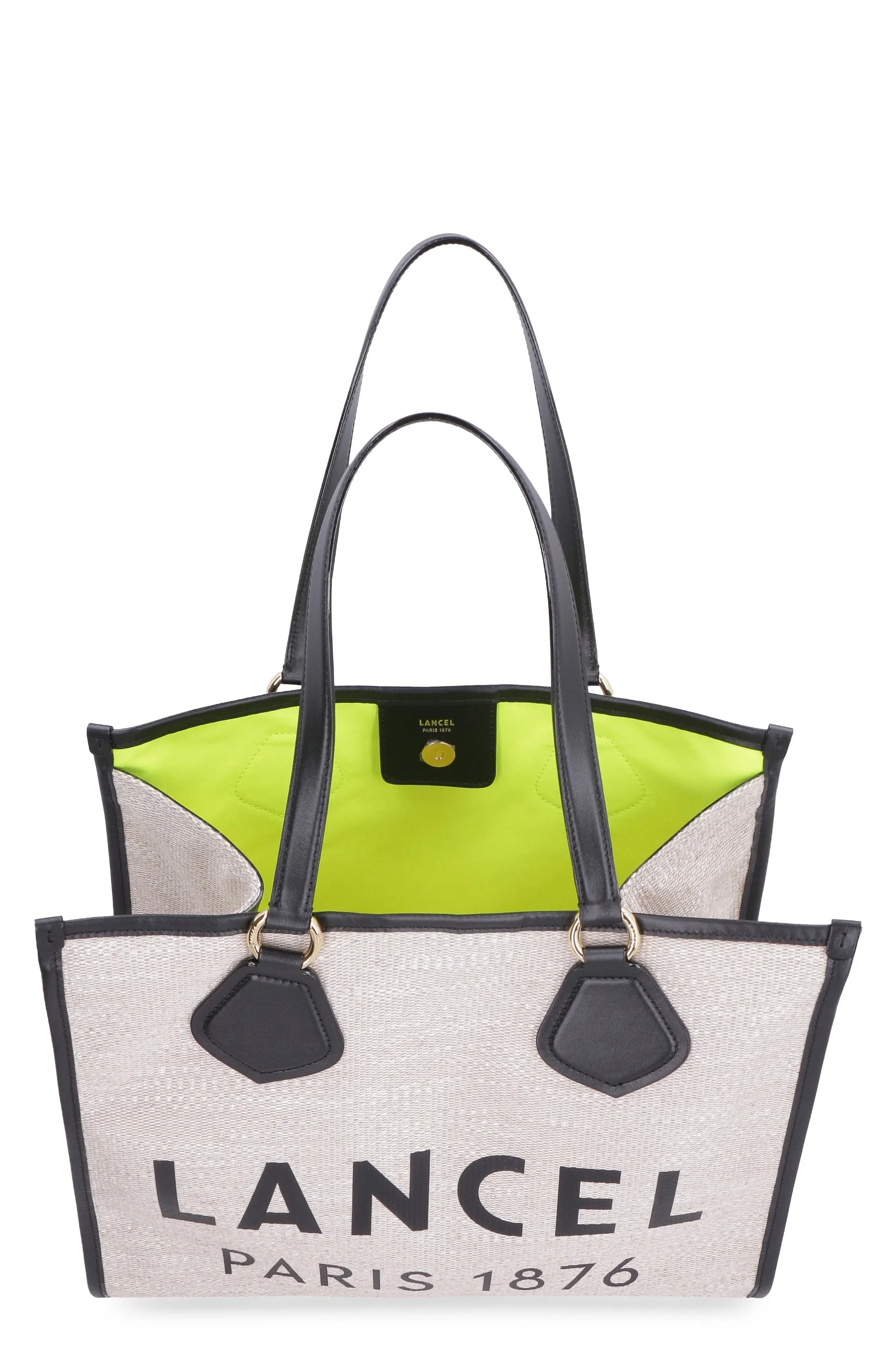 Leather and jute tote bag