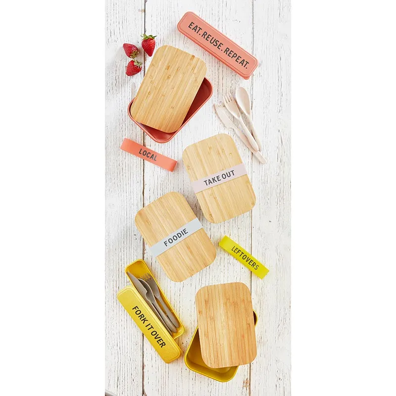 Leftovers Bamboo Lunch Box in Vivid Yellow | Eco-Friendly and Sustainable | 7.5" x 5" x 2" by
