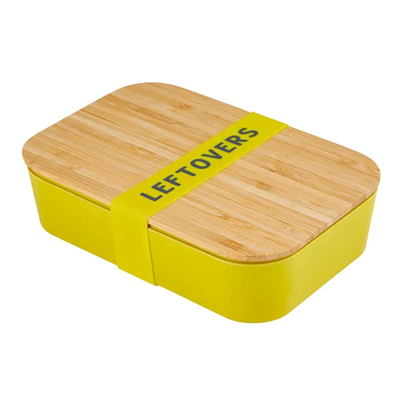 Leftovers Bamboo Lunch Box in Vivid Yellow | Eco-Friendly and Sustainable | 7.5" x 5" x 2" by