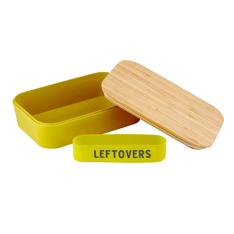 Leftovers Bamboo Lunch Box in Vivid Yellow | Eco-Friendly and Sustainable | 7.5" x 5" x 2" by