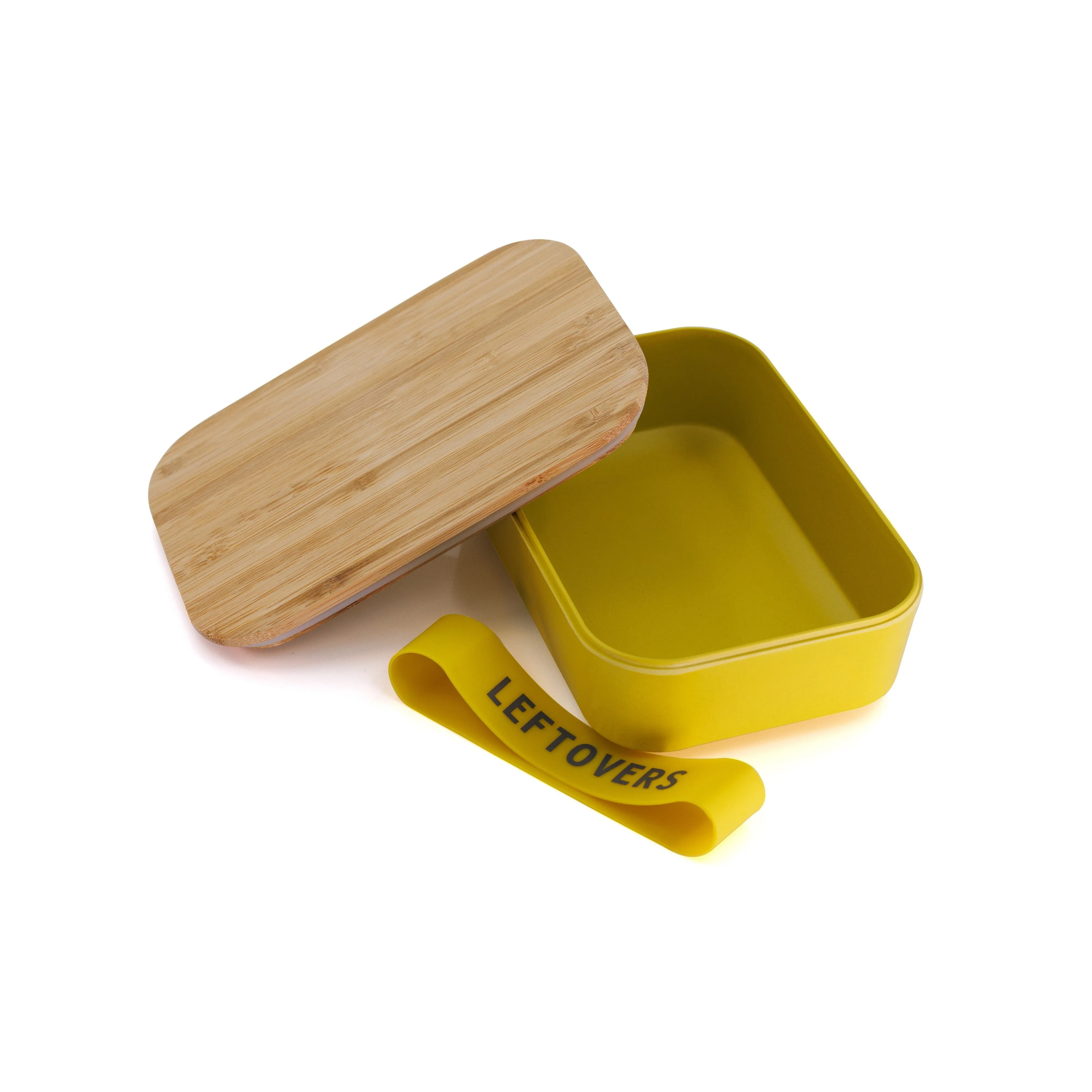 Leftovers Bamboo Lunch Box in Vivid Yellow | Eco-Friendly and Sustainable | 7.5" x 5" x 2" by