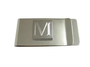 Letter M Etched Monogram Money Clip