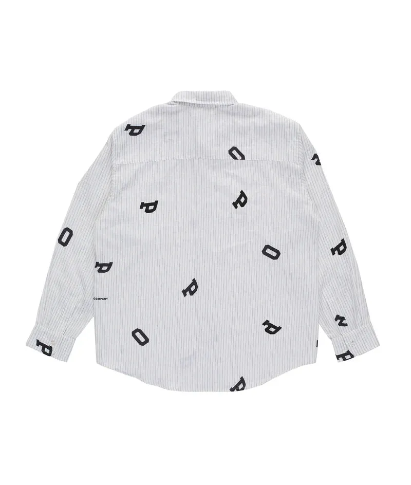 LETTERS STRIPED POP SHIRT - WHITE LINEN