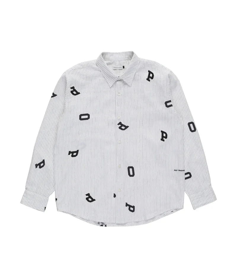 LETTERS STRIPED POP SHIRT - WHITE LINEN