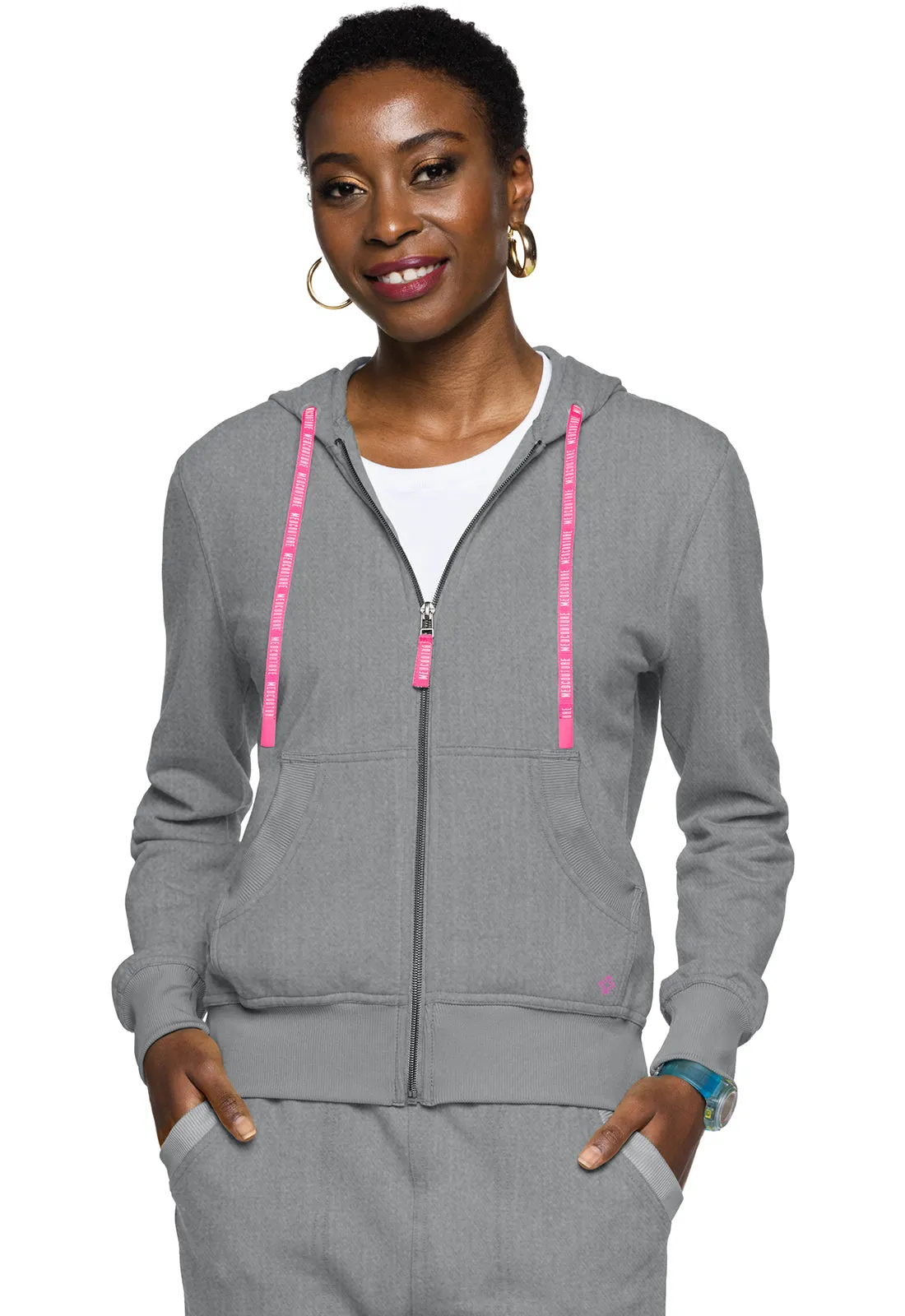 Lifestyle MC316 Fleece Zip Front Logo Hoodie Heather Gray