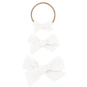 Linen Bow - White Headband