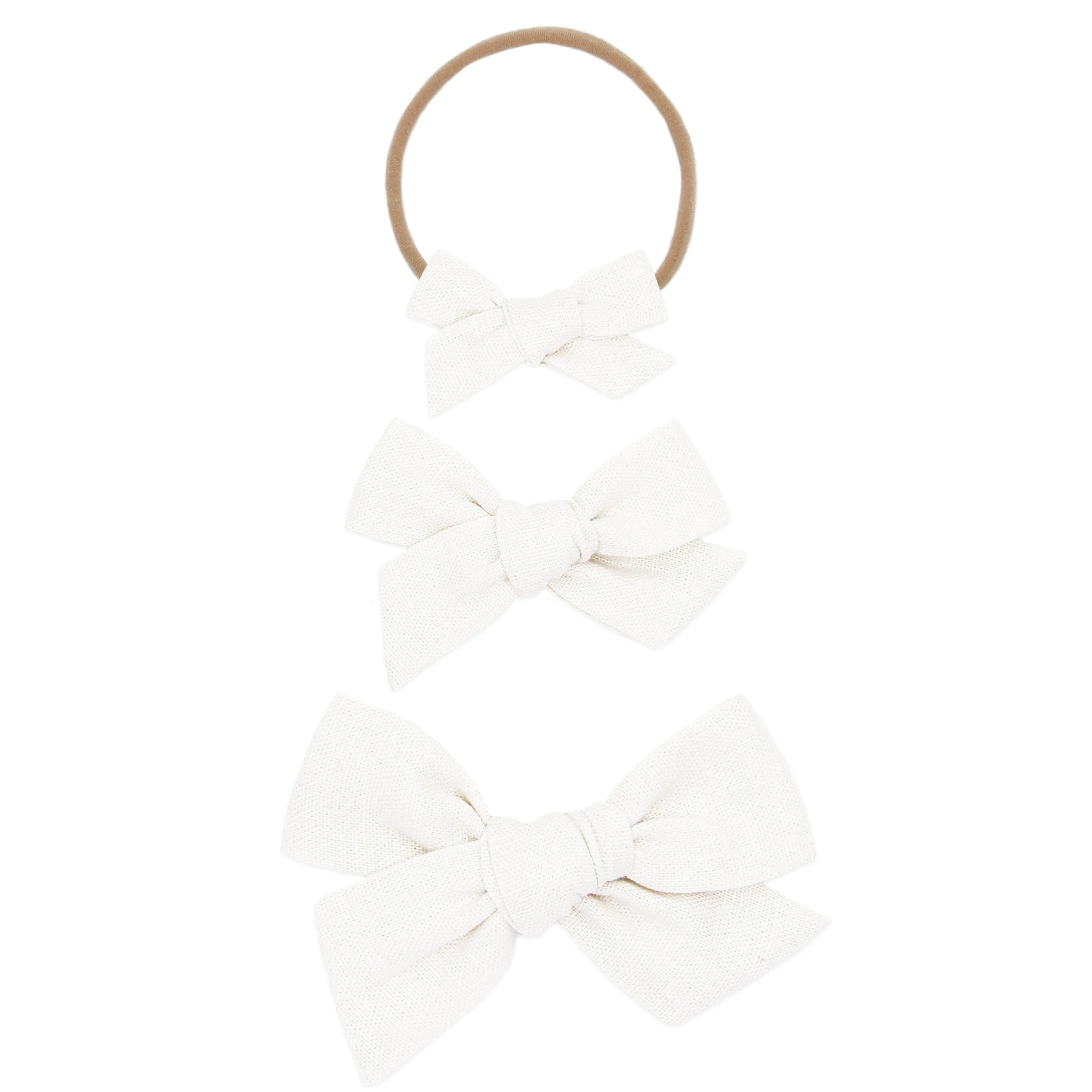 Linen Bow - White Headband