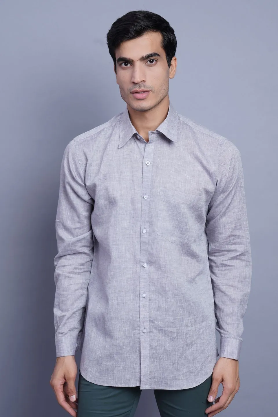 Linen Cotton Light Grey Shirt