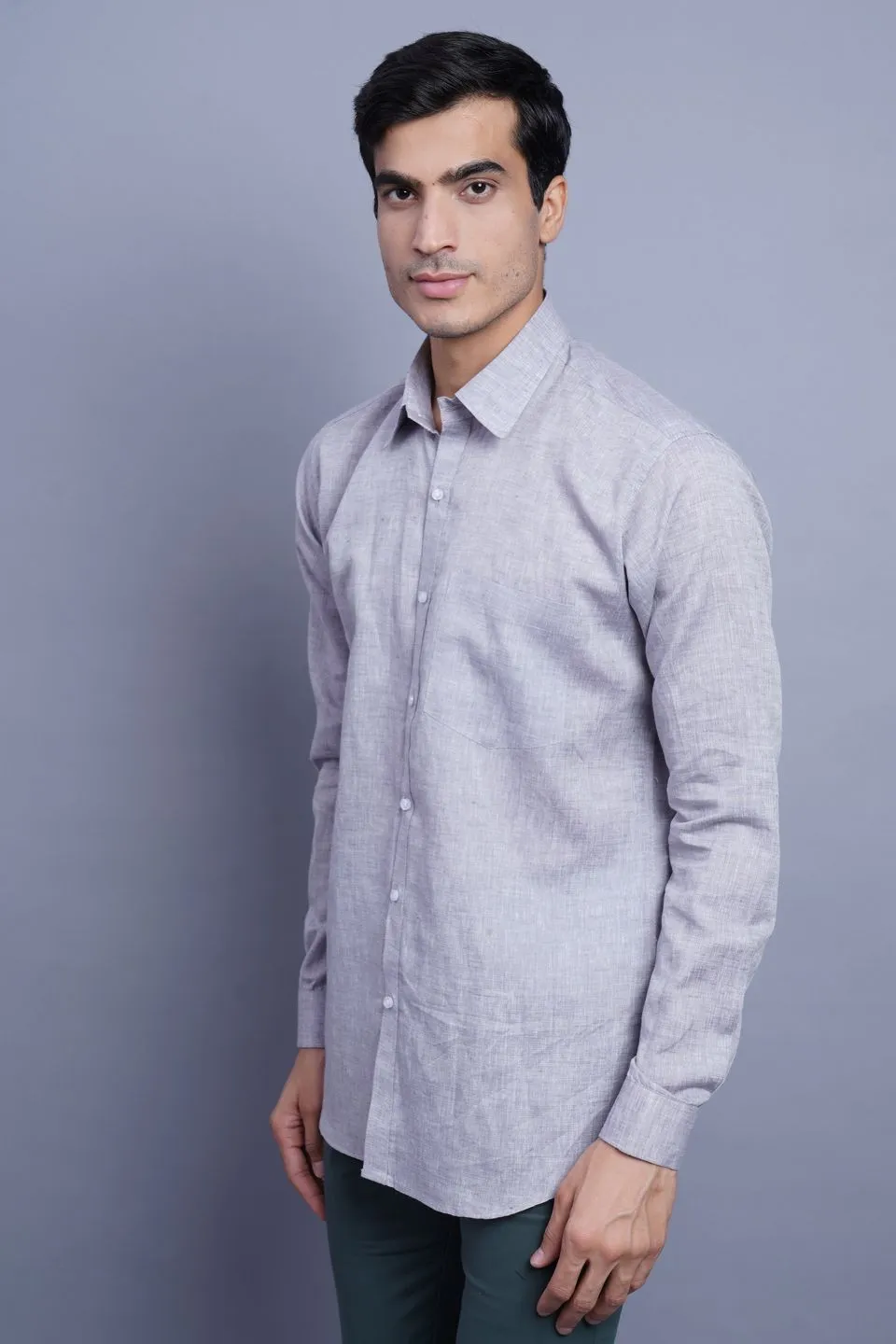 Linen Cotton Light Grey Shirt