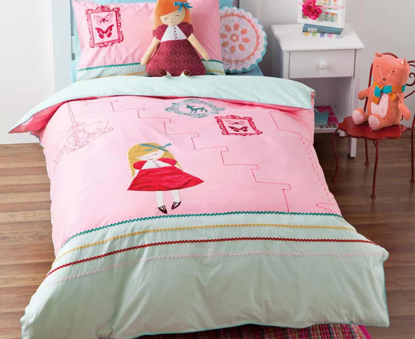 Linen House Hiccups Doll House Pink Duvet Cover Set