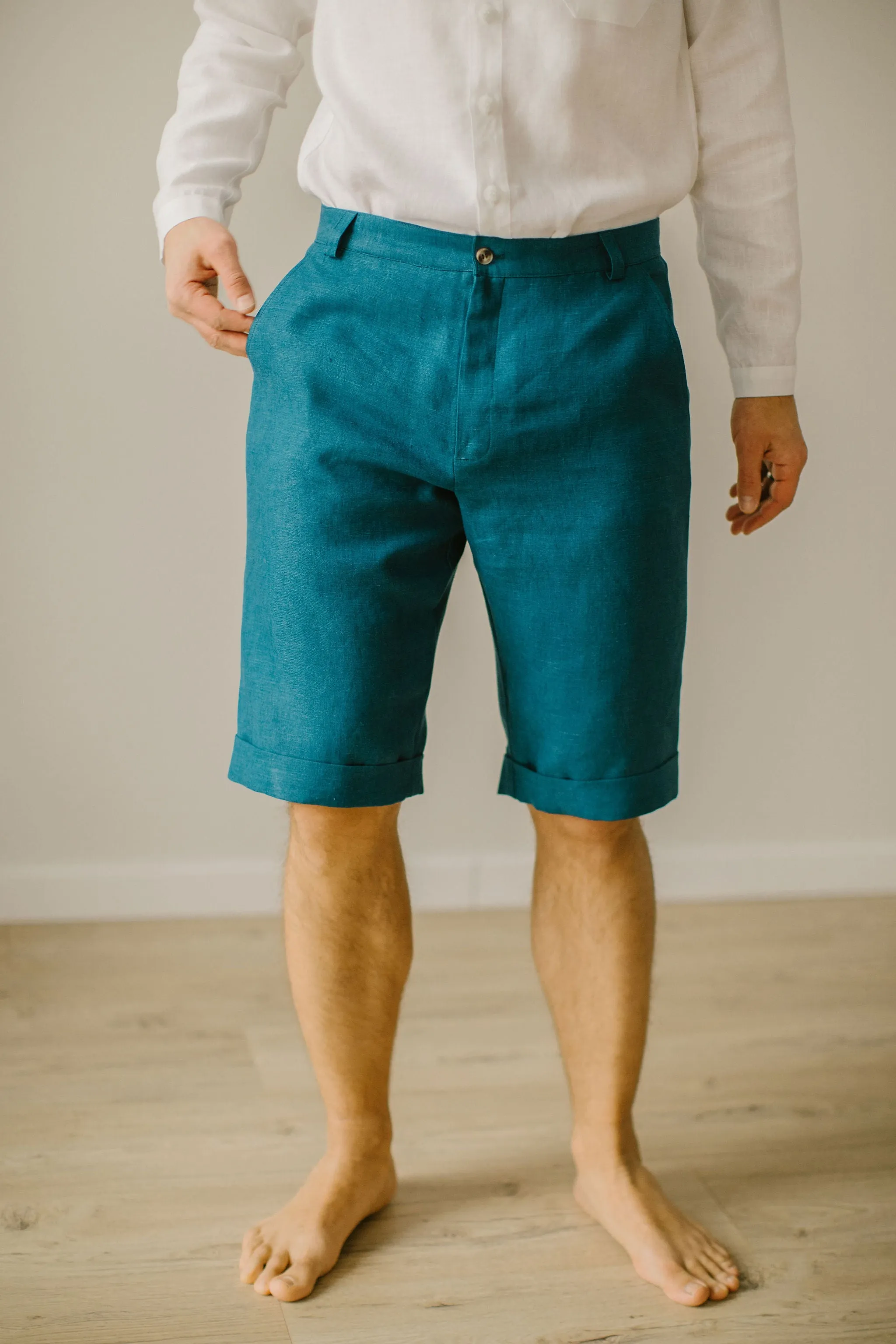 Linen Shorts Waistcoat Set (Set Of 2)
