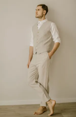 Linen Trousers Waistcoat Set (Set Of 2)