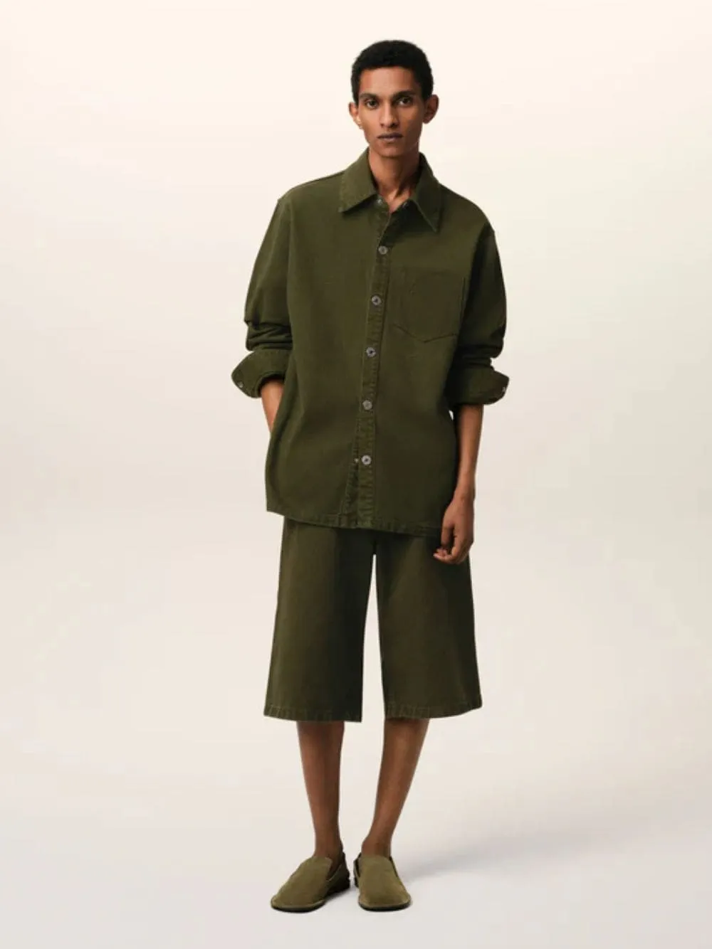 Loden Green Cotton Overshirt