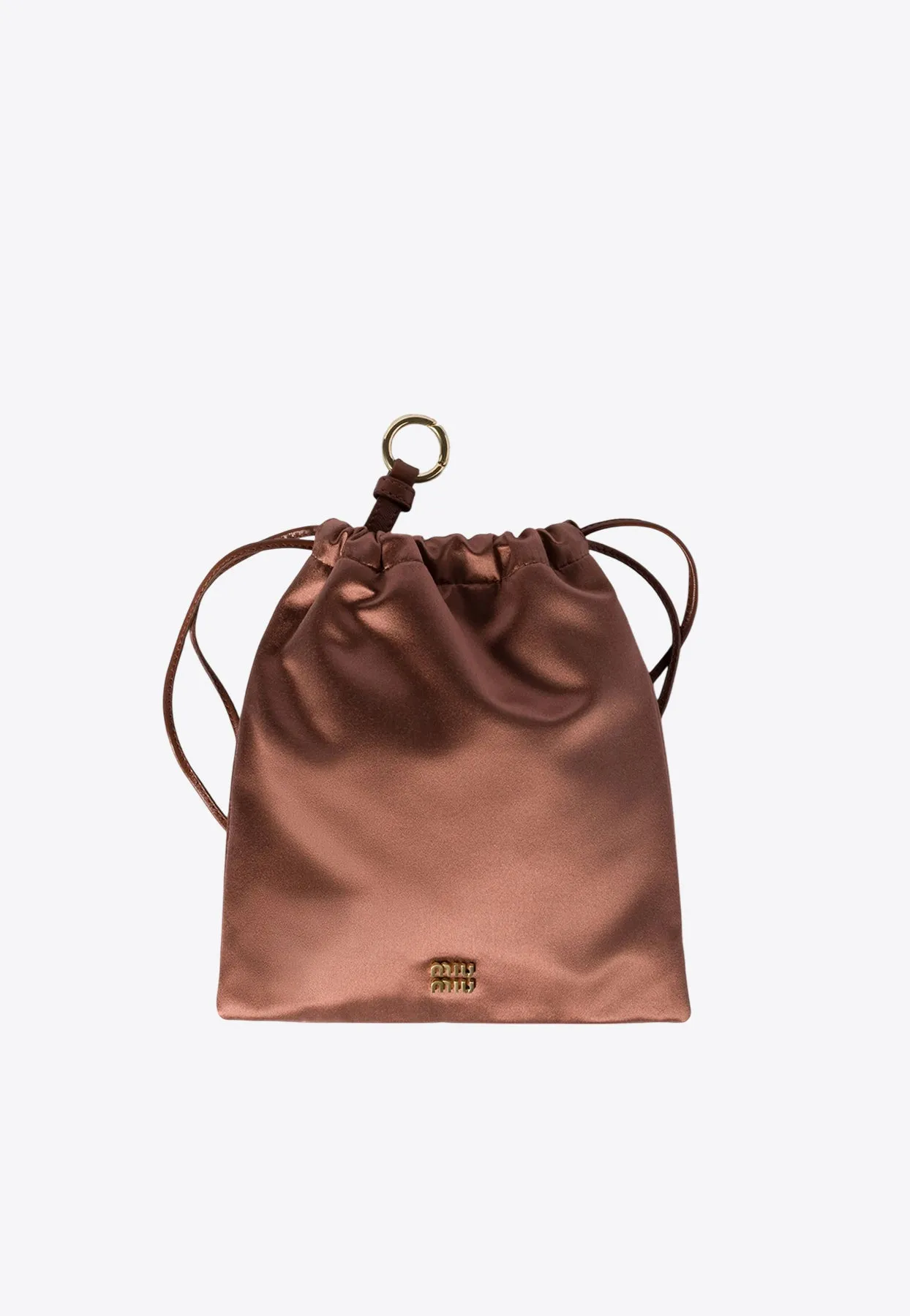 Logo Plaque Satin Pouch Bag