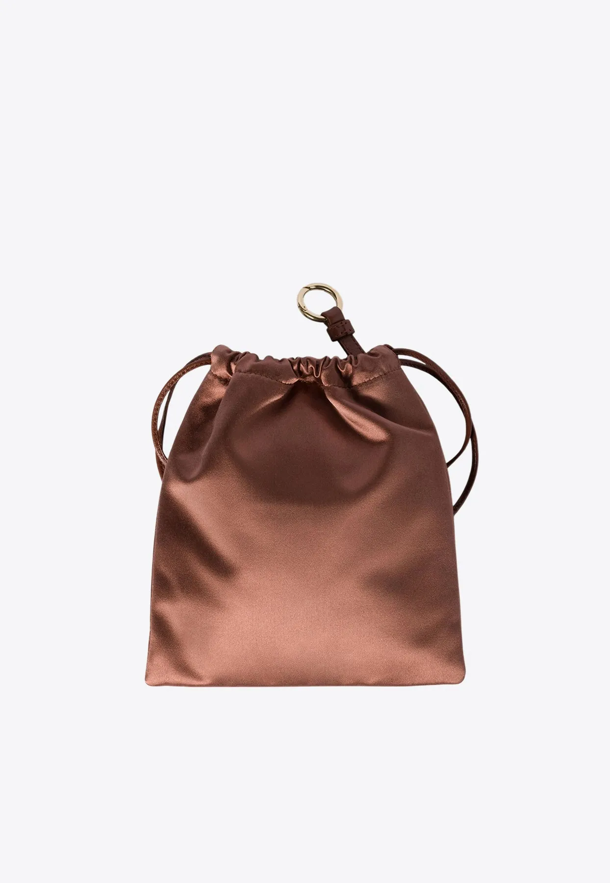 Logo Plaque Satin Pouch Bag