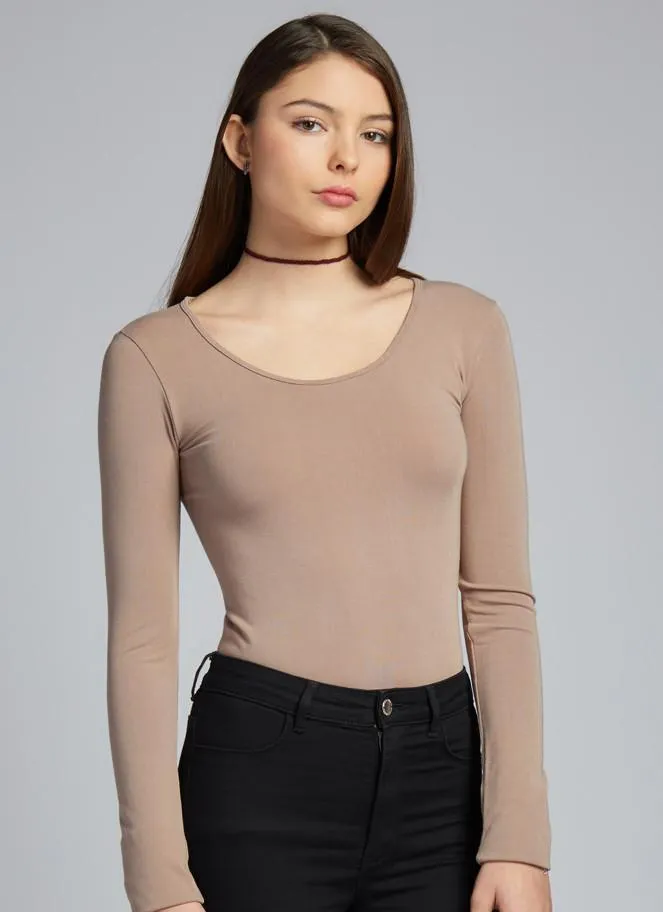 Long Sleeve Bamboo Scoop Neck