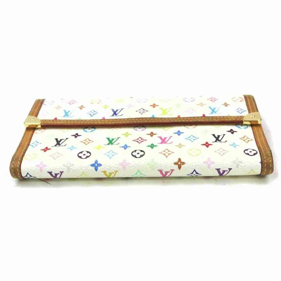 Louis Vuitton White Mulitcolor Sarah Flap Wallet Portefeuille Tresor 867452