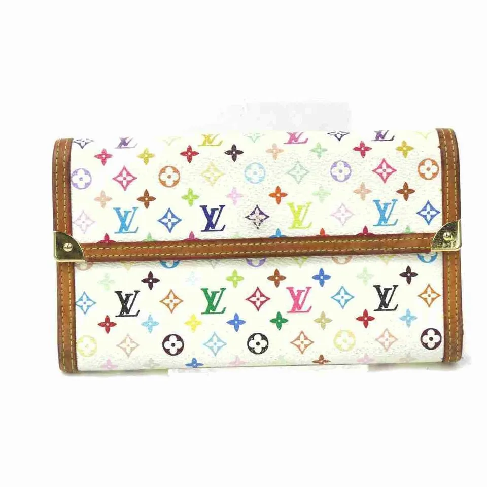 Louis Vuitton White Mulitcolor Sarah Flap Wallet Portefeuille Tresor 867452