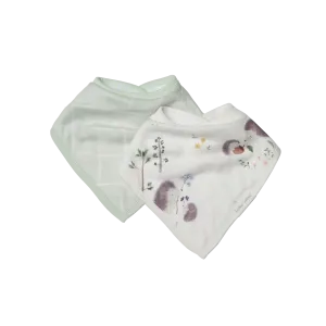 Loulou Lollipop Bandana Bib Set - Hedgehogs