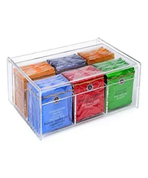 Lucite 6 Compartment Tea Box