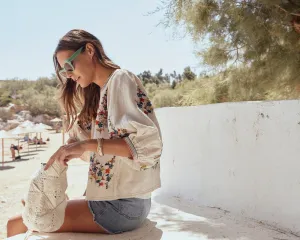 M.A.B.E - Gia Crochet Pouch - Ecru/Navy