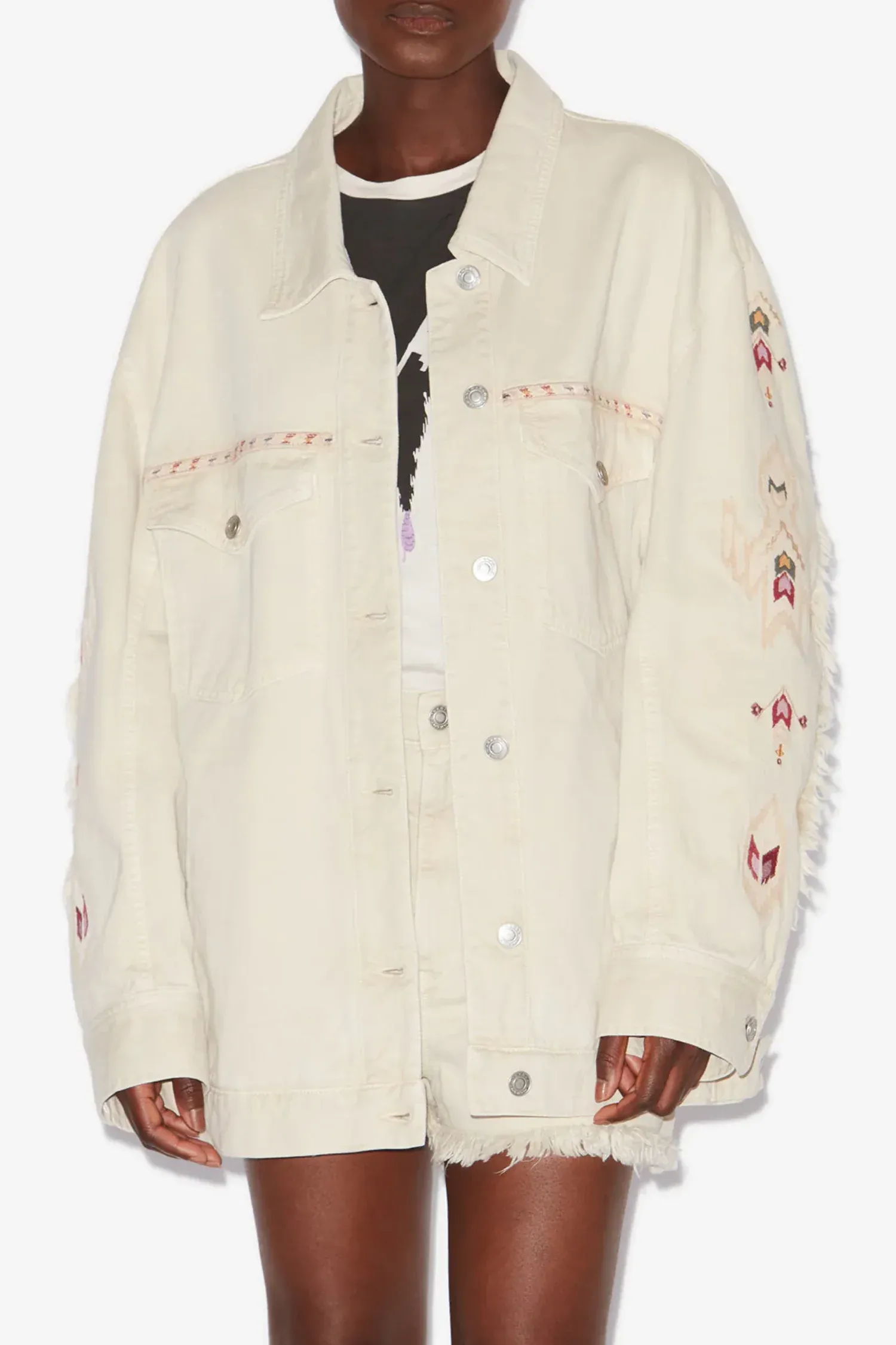 Manona Emb. Oversize Jacket Ecru