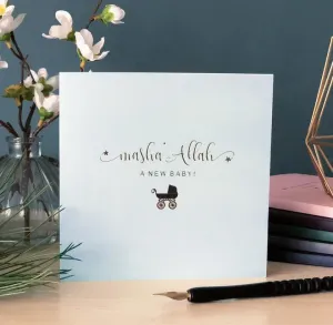 Masha'Allah A New Baby card blue