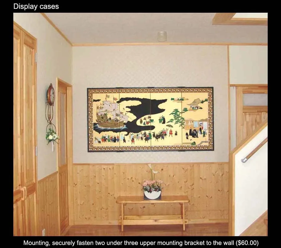 Matsuda Tomikazu - Japanese Traditional Hand Paint Byobu (Gold Silk Folding Screen) - X146 - Free Shipping