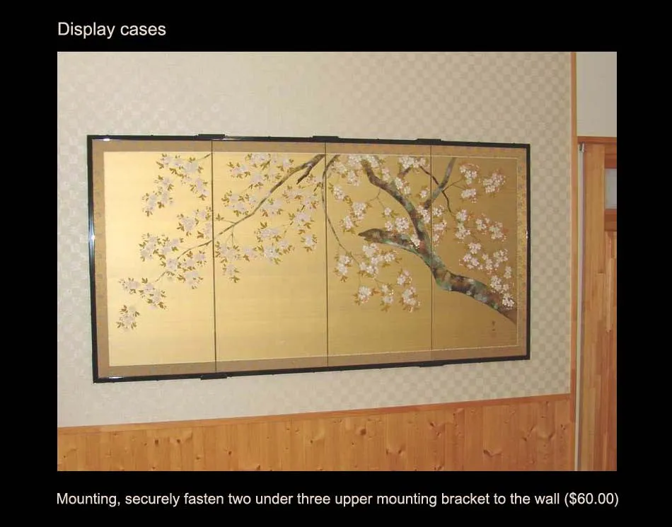 Matsuda Tomikazu - Japanese Traditional Hand Paint Byobu (Gold Silk Folding Screen) - X146 - Free Shipping