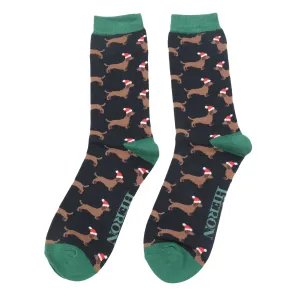 Mens Socks -  Santa Sausage Dogs